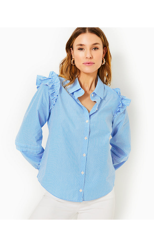 Lowe Top - Blue Stream Locale Stripe