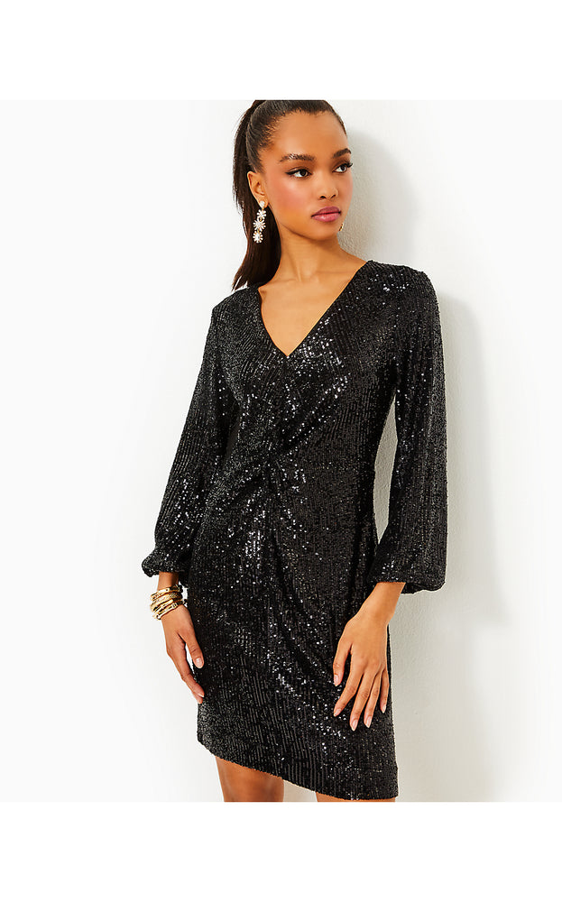 Estrella Sequin Dress - Noir Treasure Box Sequin Knit