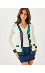 Brockton Cardigan - Coconut x Fiddle Leaf Green Tipping
