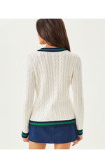 Brockton Cardigan - Coconut x Fiddle Leaf Green Tipping