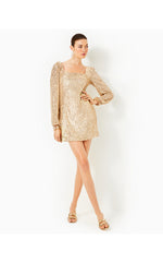 Zelda Skirted Romper - Gold Metallic Treasure Box Sequin Knit