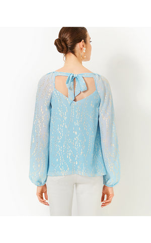 Noraleen Silk Top - Bonaire Blue Fish Clip Chiffon