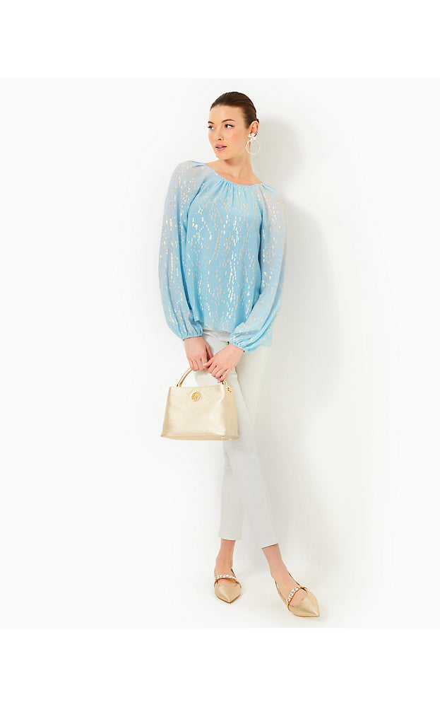 Noraleen Silk Top - Bonaire Blue Fish Clip Chiffon