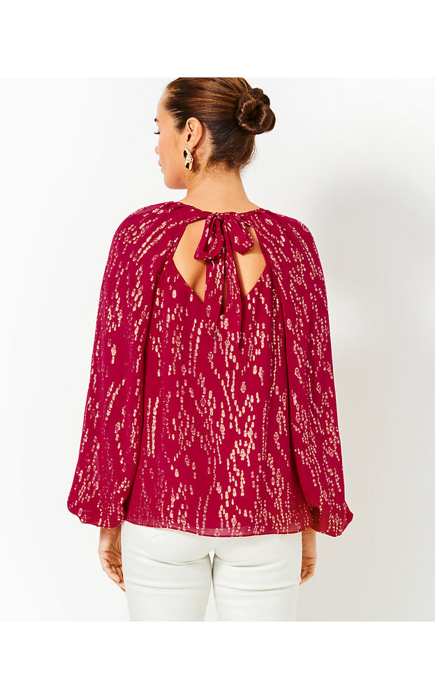 Noraleen Silk Top - Malbec Red Fish Clip Chiffon