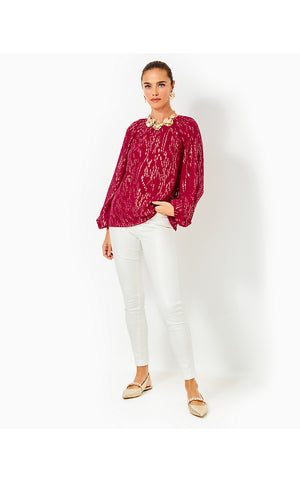 Noraleen Silk Top - Malbec Red Fish Clip Chiffon