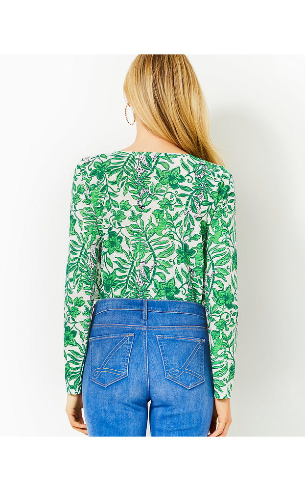 Etta Scoop Neck Long Sleeve Top - Fiddle Leaf Green Lil Escape Plan