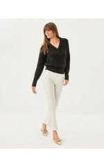 28" Liza Shimmer Crop Flare Jean - Coconut Metallic