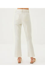 28" Liza Shimmer Crop Flare Jean - Coconut Metallic