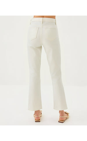 28" Liza Shimmer Crop Flare Jean - Coconut Metallic
