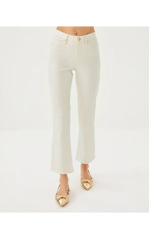 28" Liza Shimmer Crop Flare Jean - Coconut Metallic