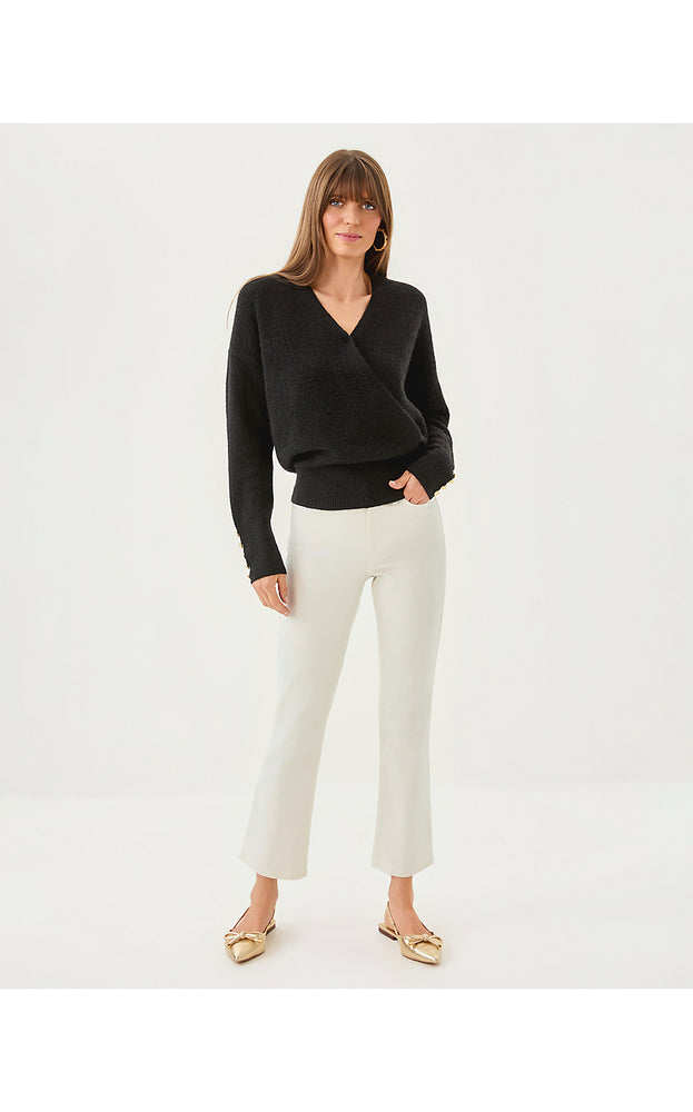 28" Liza Shimmer Crop Flare Jean - Coconut Metallic