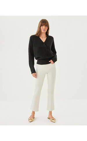 28" Liza Shimmer Crop Flare Jean - Coconut Metallic