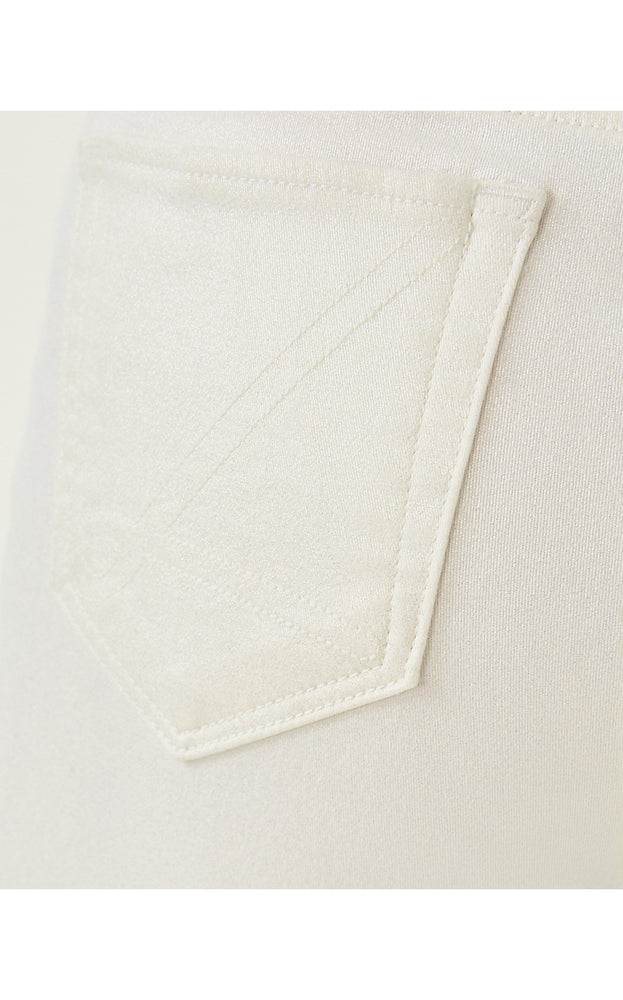 28" Liza Shimmer Crop Flare Jean - Coconut Metallic