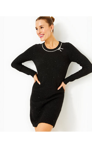 Morgen Sequin Sweater Dress - Black Metallic