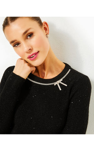 Morgen Sequin Sweater Dress - Black Metallic