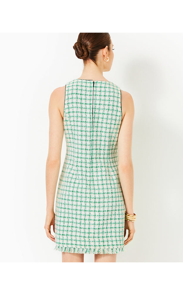 Augustus Boucle Shift Dress - Fiddle Leaf Green Windowpane Boucle