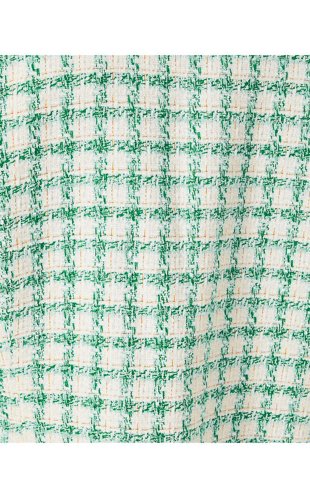 Augustus Boucle Shift Dress - Fiddle Leaf Green Windowpane Boucle