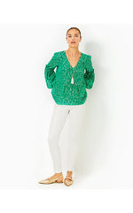 Cleme Long Sleeve Top - Fiddle Leaf Green Mystical Viscose Metallic Clip