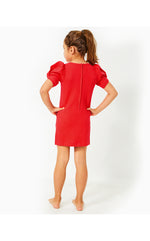 Girls Taslim Shift Dress - Rococo Red Wavy Knit Jacquard