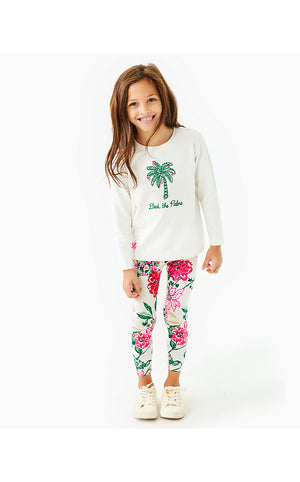 Girls Mini Ballad Sweatshirt - Coconut Deck The Palms Embroidery Childrens