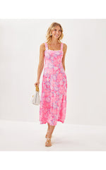Dwyer Midi Dress - Rousseau Pink - Zen Garden