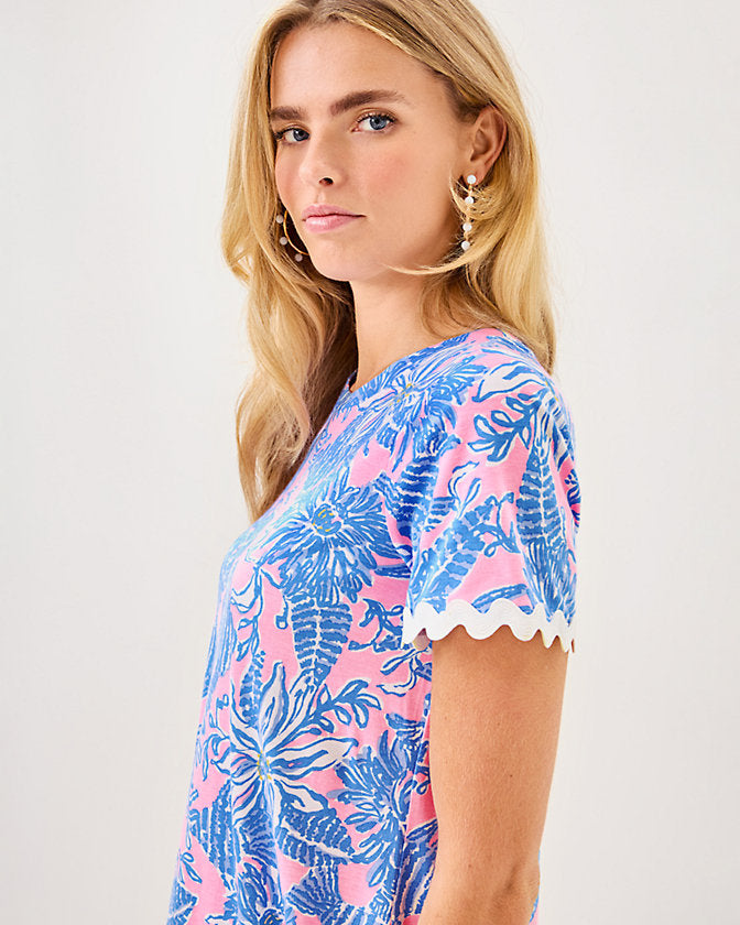 Cody Short Sleeve Dress- Conch Shell Pink Up Scale