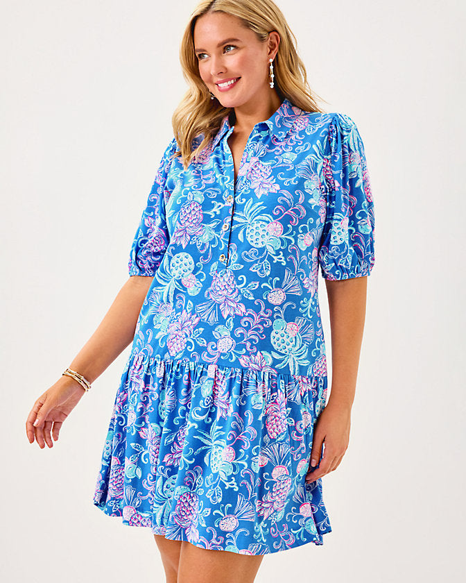 Bingley Dress Sunwashed Blue Citrus Crush