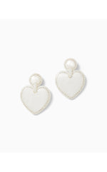 Lilly X Lele Jeweled Stitched Heart Earrings - Resort White