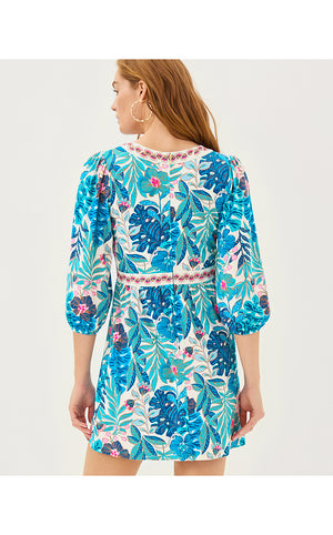 Wexlee Skirted Romper - Breezy Aqua Best Fronds Forever Engineered