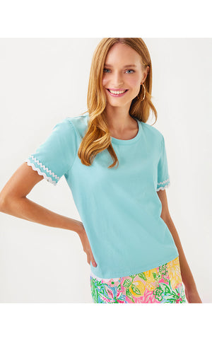 Clairmont Trimmed Knit Top - Fresh Water Blue