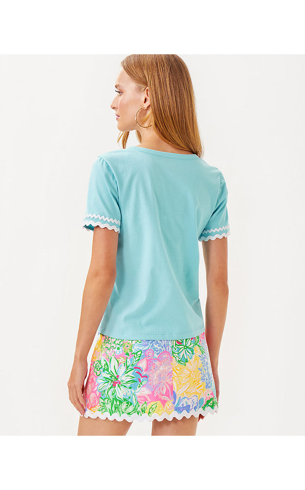 Clairmont Trimmed Knit Top - Fresh Water Blue