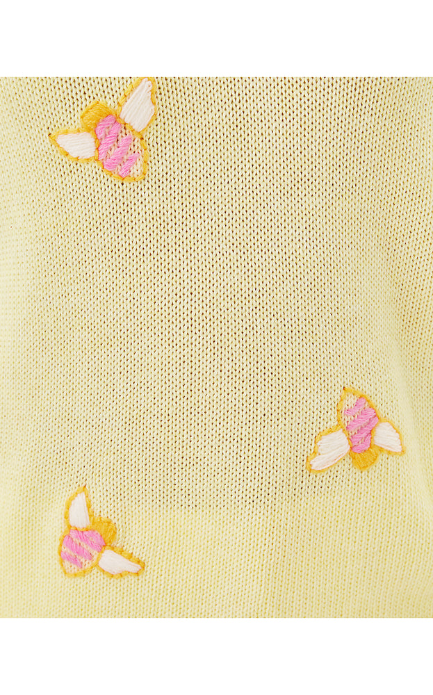 Tensley Sweater - Heathered Lemon Chiffon - Bee Embroidery