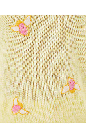 Tensley Sweater - Heathered Lemon Chiffon - Bee Embroidery