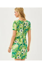 The Short Sleeved Lilly Shift Dress - Fiddle Leaf Green Once and Floral
