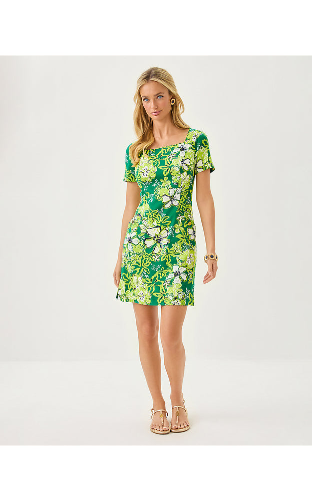 The Short Sleeved Lilly Shift Dress - Fiddle Leaf Green Once and Floral
