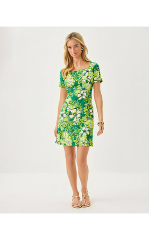 The Short Sleeved Lilly Shift Dress - Fiddle Leaf Green Once and Floral