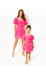 Girls Alannah Dress - Passion Fruit Pink - Leaf An Impression Jacquard