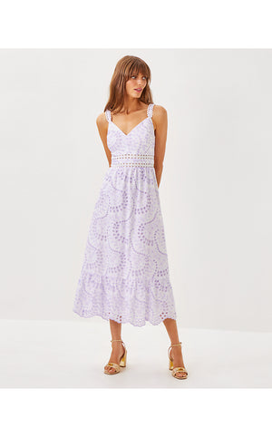 Tiah Midi Dress - Water Hyacinth - Dancing Daisies Eyelet