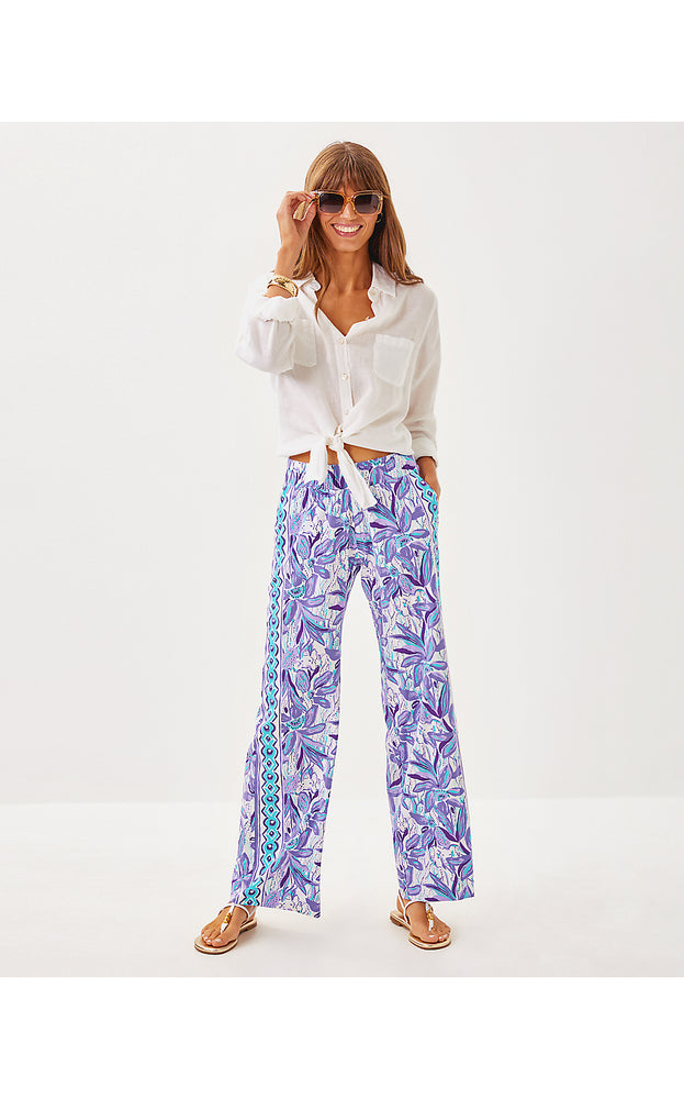 32" Bal Harbour Palazzo Pant - Tropicalia Purple Elephant In The Bloom Engineered Bottom