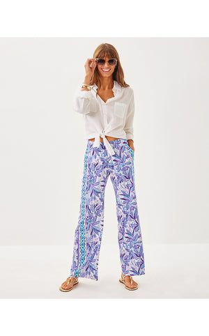 32" Bal Harbour Palazzo Pant - Tropicalia Purple Elephant In The Bloom Engineered Bottom