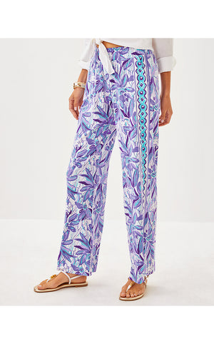 32" Bal Harbour Palazzo Pant - Tropicalia Purple Elephant In The Bloom Engineered Bottom