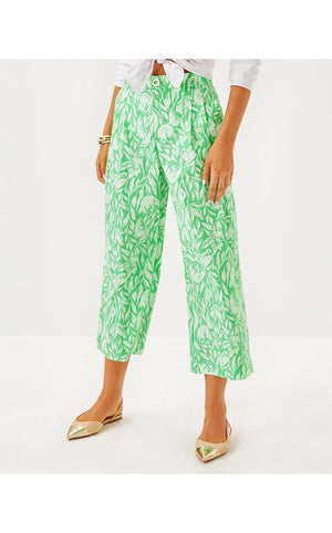 25" Mandalay Wide Leg Crop Pant - Fauna Green - Tulip To Tango