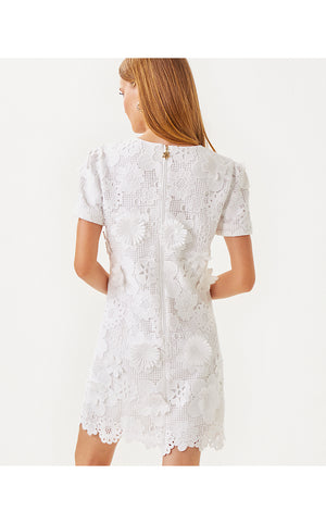 Malena Lace Dress - Resort White Passion Flower 3D Lace