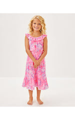 Girls Zetta Midi Dress - Rousseau Pink Zen Garden