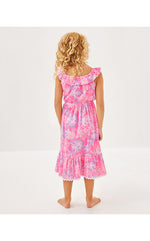Girls Zetta Midi Dress - Rousseau Pink Zen Garden