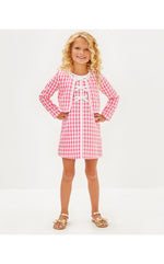 Girls Mini Rohana Boucle Jacket - Rousseau Pink - Charming Check Boucle