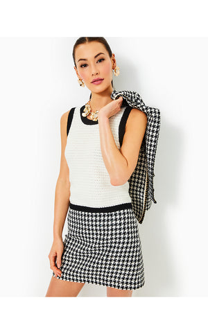 Kels Mini Skirt - Noir Houndstooth Sequin Boucle