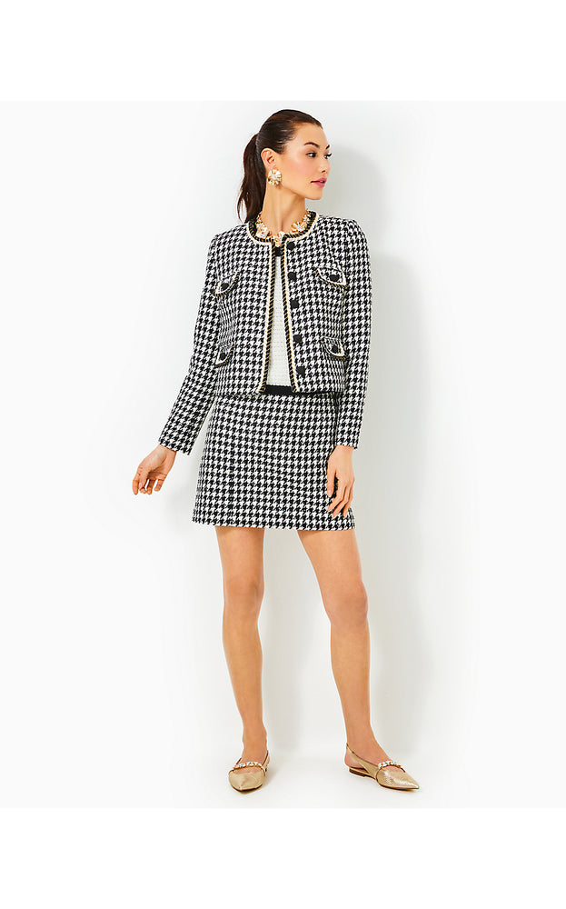 Kels Mini Skirt - Noir Houndstooth Sequin Boucle