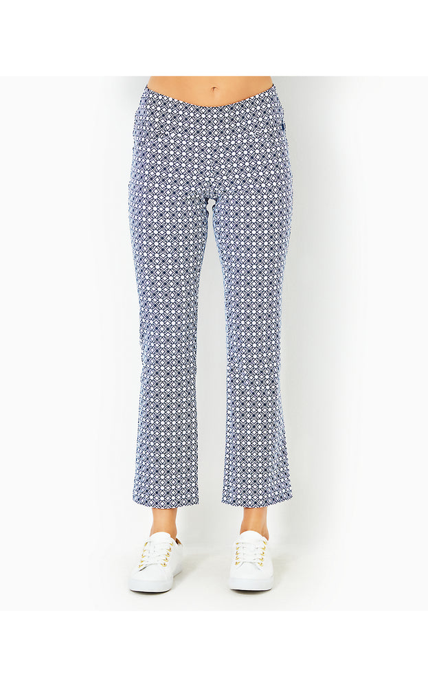 UPF 50+ Luxletic 28" Corso Kick Flare Pant - Low Tide Navy X Resort White - Butterfly Pattern