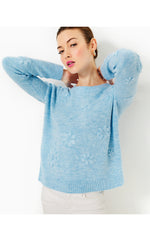 Elizabelle Sweater - Heathered Bonaire Blue Coastal Flowers